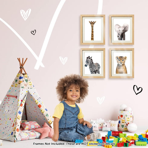 Safari Baby Animals Nursery Decor Art - Set of 4 UNFRAMED Wall Prints 8x10...