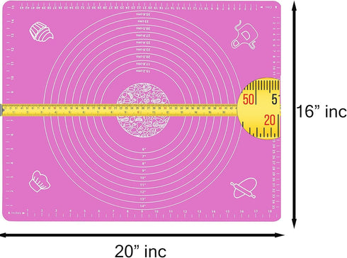 Silicone Baking Mat for Rolling Out Pastry Dough, 20 x 16 Inches, Pink...