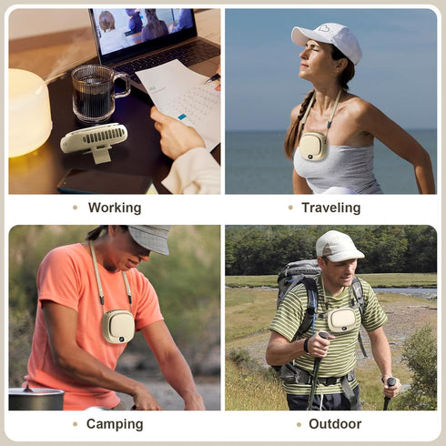 Portable Neck Fan, Handheld Mini Fan, Personal Fan USB Rechargeable, 5 Speed Adjustable, Hands Free Wearable Fan for Kids Woman Man Home Outdoor T...