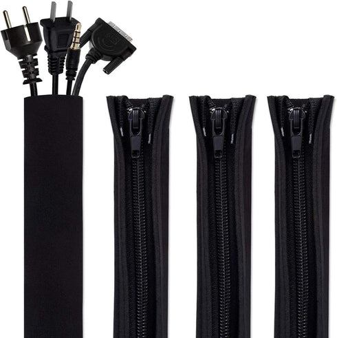 Bestfy Cord Organizer System Cable Management Sleeve, 19.5 inch, Wire Cover with Zipper, Cable Wrap, Cord Sleeves for TV, Computer, Office, Home E...