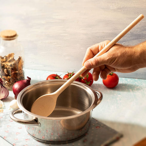 Mr.Woodware 16 Inch Wooden Spoons for Cooking - Set of 3 Long Handle Oval Wooden Spoon for Mixing, Stirring, Tasting - Kitchen Wooden Utensils For...