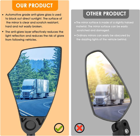 Arkham Bike Mirror for Handlebar HD Bar End Bicycle Mirror Thickened Automotive-Grade Glass for Handlebar Scratch Resistant Safe Rearview Mirror M...