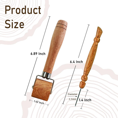 Savina Seam Roller & Stiletto for Sewing/Quilting - Wooden Pressing Roller, Easy to Grip Handle - Wooden Sewing Quilting Tools Set...