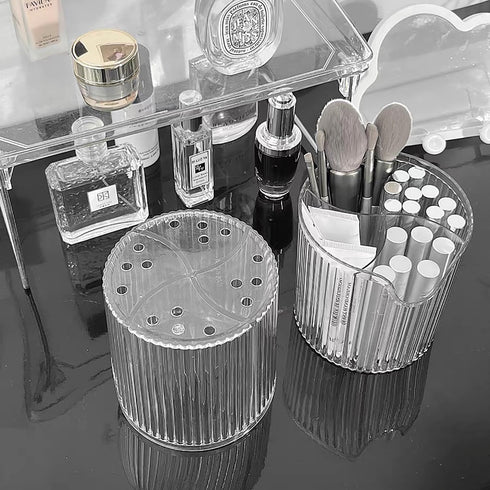 Makeup Brush Holder Makeup Organizer, 4 Slot Eyeliner Eyelash Brush Makeup Brushes Cup Pen Holder for Vanity Decor Desk Storage, Bathroom Countert...