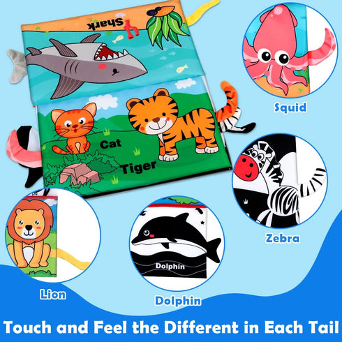 Baby Toys 0-6 Months - Tummy Time Mirror Toys with Cloth Books & Teethers - Montessori Infant Toys for Babies 0 3 6 9 Months - High Contrast Newbo...