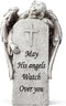 May His Angels Watch Over You Cross Headstone 5.25 x 3.25 x 2.25 inches Natural Grey Resin Stone Memorial Figurine Statue Sculpture, Indoor Outdoo...