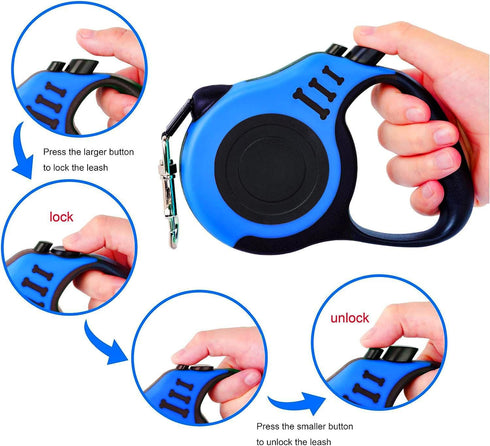 PETIMP Retractable Dog Leash Lightweight 16FT Leash Claw Print, with Folding Bowl,Dispenser,Rubbish Bags, for Small Medium Dogs(Blue)...
