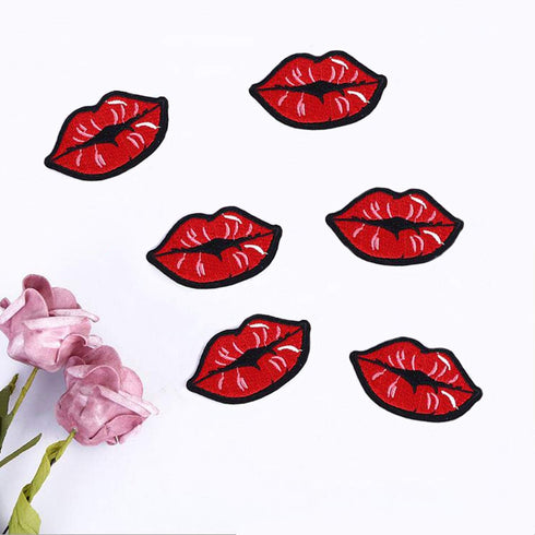 MIAO JIN 30 Pcs Red Kiss Lips Embroidered Patch Iron on Sewing Applique Stickers Patch Clothes Jeans Jackets Hat Bag DIY Decoration Patches...
