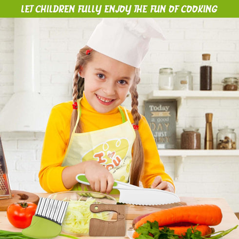 18 Pieces Montessori Kitchen Tools Cookware Baking Toy for Toddlers Kids, Toddler Safe Knife Set for Real Cooking, w/ Cutting Boards, Crinkle Cutt...