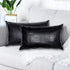 Black Crocodile Skin Faux Leather Pillow Cover - Sofa Cushion Case - Decorative Modern Throw Covers for Living Room & Bedroom - 12x20 Inches - Bla...