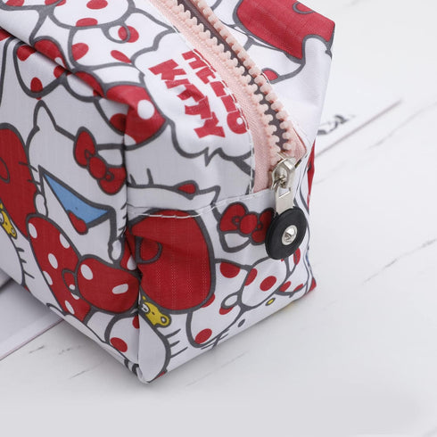 Cartoon Kitty Makeup Bag with Makeup Brush Plush Stitch Cosmetics Case 8 Pcs Cosmetic Brush Kawaii Capacity Bag for Women -1...