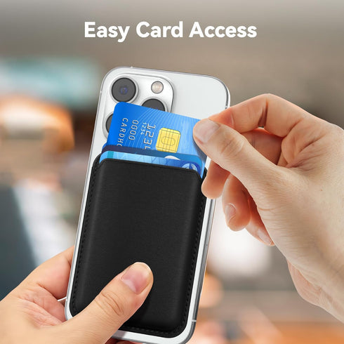 Stronger Magnetic Wallet Cell Phone Card Holder for iPhone 15 Series, RFID Leather Phone Wallet Stick on Series of iPhone 14/13/12 Pro/Promax and ...