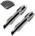 XW Snap-off Utility Knife,18mm Razor Blade Heavy Duty Aluminum Alloy Box Cutter with Ratchet-Lock, Total 12 Black Blades, 2-Pack...