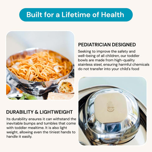 Ahimsa Stainless Steel Bowls for Kids | 12 Ounce Salad Bowls | Pediatrician Designed - Dishwasher Safe | 100% BPA Free | Pack of 1 (Classic Stainl...