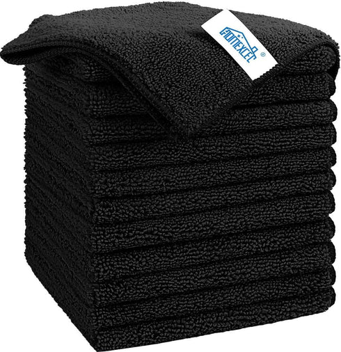HOMEXCEL Microfiber Cleaning Cloth Black, 12 Pack Premium Microfiber Towels for Cars, Lint Free, Scratch-Free, Highly Absorbent, Reusable Cleaning...