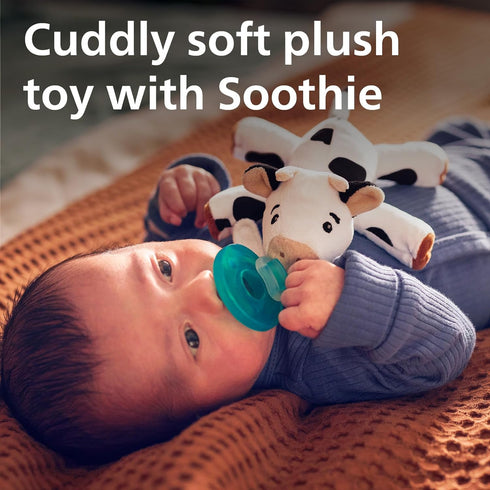 Philips Avent Soothie Snuggle Pacifier Holder with Detachable Pacifier, 0m+, Cow, SCF347/05...