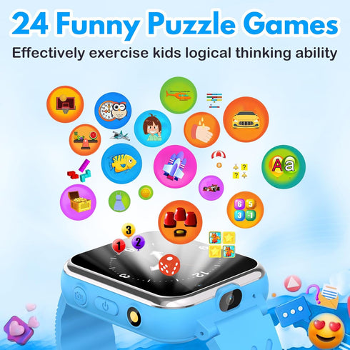Kids Smart Watch, HD Touchscreen Kid Watches with 24 Games Dual Camera Video Music Calculator Pedometer Torch Alarm Stopwatch, Christmas Birthday ...