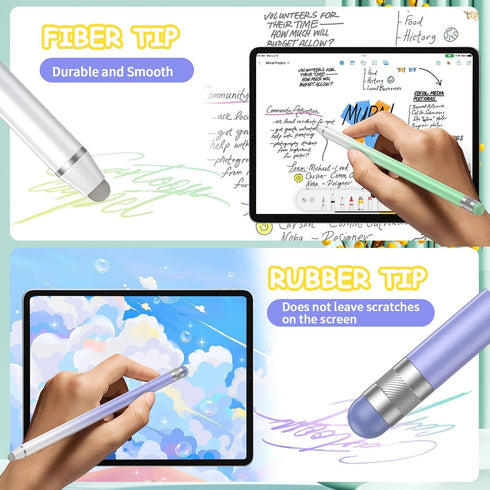 Universal Stylus Pens for Touch Screens (5 Pcs), High Sensitivity Fiber Tips, Compatible with Apple/iPhone/iPad/iOS/Android/Samsung Tablets and Al...