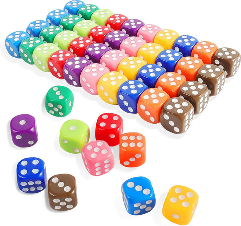 16MM Standard 6 Sided Dice Set, 50 Pieces Colorful Dice for Board Games, Classroom Math Bulk Game Dice, Make Entertainment More Exciting...