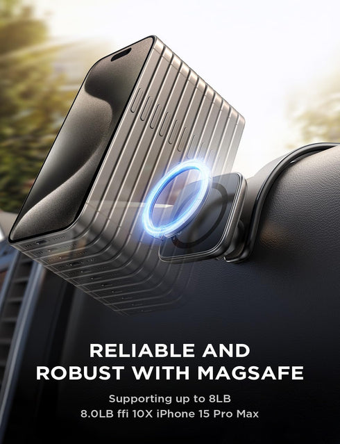 for Magsafe Car Mount,Magnetic Phone Holder for Car Compatible with iPhone 15 14 13 12 Pro Plus,Bendable Memory Titanium Alloy and Steel Hook Clip...