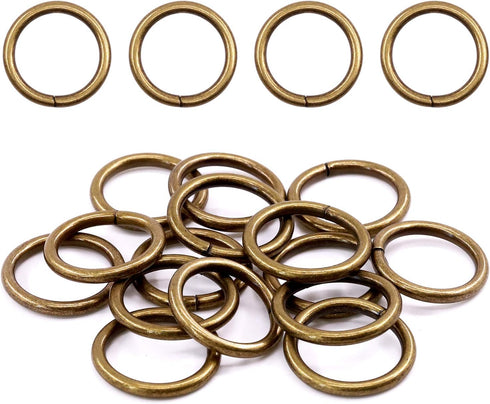 Swpeet 60Pcs Heavy Duty 3/4 Inch - 20mm Bronze Multi-Purpose Metal O Ring Metal Rings for Hardware Bags Ring Hand DIY Accessories Keychains Belts ...