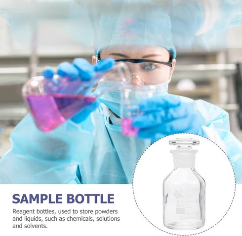 iplusmile Reagent Bottle Glass Wide Mouth Reagent Bottle 60ml Capacity Laboratory Chemistry Sample Glass Bottle with Glass Stopper and Scale for L...