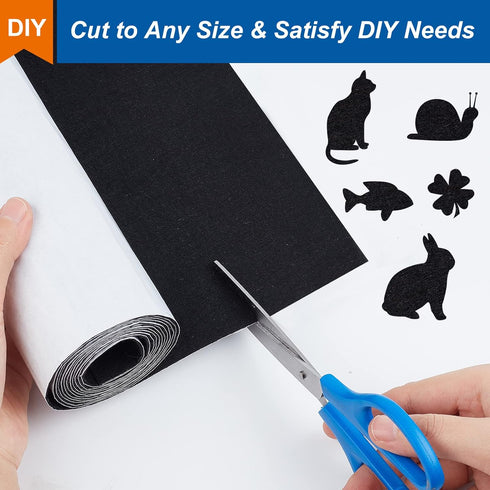 BENECREAT Black Self-Adhesive Felt Fabric 15.7" x 78.7" Shelf Liner for Halloween Decoration, DIY Costume Making and Jewelry Drawer Box Fabric Pee...