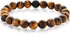 Mens Polished Tiger Eye and Black Matte Onyx Bead Stretch Bracelet (10mm), Brown, One Size...