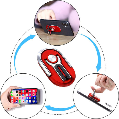6 Pieces 3-in-1 Multipurpose Mobile Phone Bracket Holder 360 Degree Rotation Cell Phone Ring Stand for Car Home, 5 Colors......