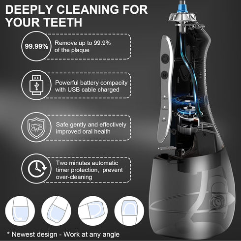 Water Dental Flosser Cordless for Teeth Cleaning Water Pick - Dental Oral Irrigator Braces Care Portable Rechargeable IPX7 Waterproof Powerful Bat...