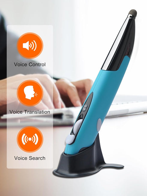 lychee Optical Pen Mouse Wireless for Laptop,Ergonomic Pocket Mouse Pen&Adjustable 800/1000/1200/1600 DPI,2.6GHZ USB&Bluetooth Mouse for PC(Blue)...