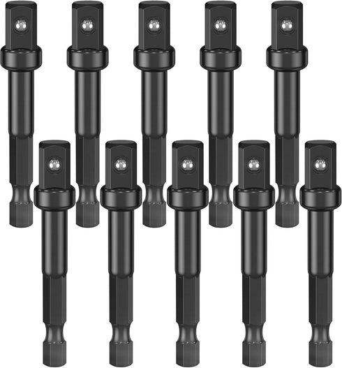 3/8 Impact Adapter, 10 Pack 3/8 Socket Adapter 1/4 Inch to 3/8 Socket Adapter Kit for Impact Driver, Automotive DIY, Extension Socket Driver Bits,...