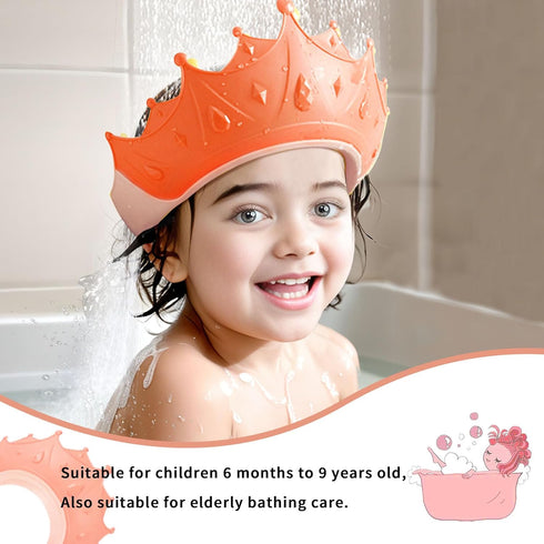 Baby Shower Cap Shield Bathing Cap Safe Silicone Protection Bath Cap Crown Shower Cap for Protector Head Eye Ear Shampoo Caps Visor Hat for Toddle...