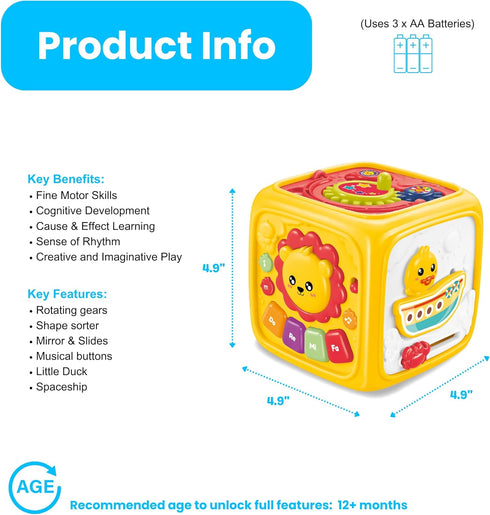 PlenPLAY 6-in-1 Activity Cube for Babies and Toddlers – Baby Toys 12-18 Months – Activity Cube for 1 Year Old – Perfect Car Seat Travel Toys for T...