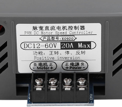 12V-60V/20A DC Motor Speed Controller, 12v Fan Speed Controller, Forward/Reverse Electric Motor Speed Regulator, Suitable for DC Brush Motor...