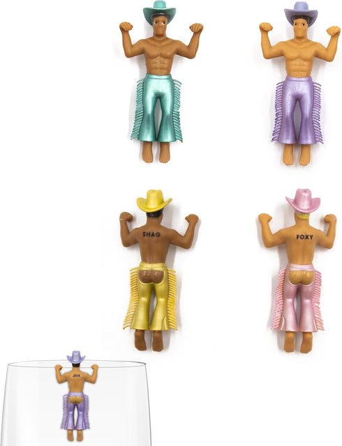 NPW Drinking Buddies Disco Cowboys Drink Markers, Wine Glass Charms, Bachelorette Party, Girls' Nights, Cowboy Theme & More, Novelty Gifts, 4 Coun...