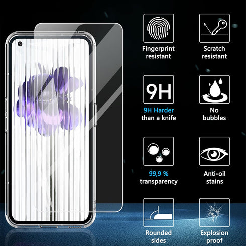 Hensinple for Nothing Phone 2 Case with Tempered Glass Screen Protector, Anti-Yellowing Military-Grade Drop Protection Cover, Shockproof Soft Slim...
