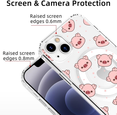 MAYCARI Cute Pink Pig Magnetic Case for iPhone 15 Plus Compatible with MagSafe, Slim Clear Animal Pattern Phone Cover for Girls Women Soft TPU Har...