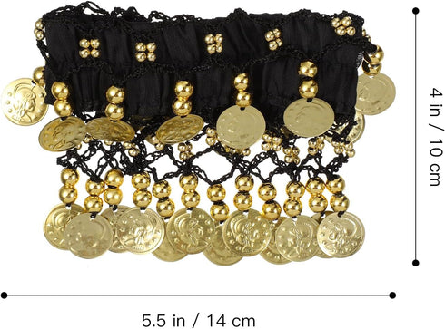 Gadpiparty Costume Jewelry 2pcs Belly Dance Ankle Bracelet with Coins Belly Dance Anklet Jewelry Anklet Chiffon Wrist Cuff for Belly Dance Costume...