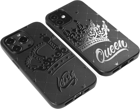 Black Matching Phone Cases compatible with - iPhone 13 Pro Max - 6.7 inch for Couple King and Queen Cover Cute Anniversary Boyfriend Girlfriend En...