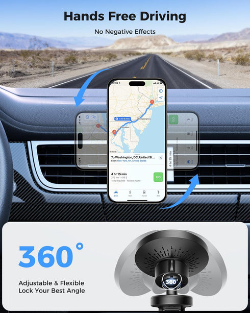 SUPERONE for MagSafe Car Mount Charger, Magnetic Wireless Car Charger Phone Holder 15W Fast Charging Car Holder Vent Mount only for iPhone 15 Pro ...
