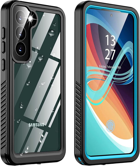 Clear Samsung Galaxy S23 Waterproof Heavy Duty Case with Screen Protector, Shockproof & Anti-Slip - Blue......