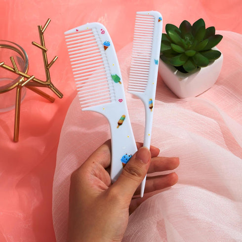 Small Cute Hair Comb,2 Piece Mini Hair Comb Set Fine Tooth Rat Tail Comb Portable Anti-Static Plastic Hairdressing Comb Hair Comb Gift For Wet And...