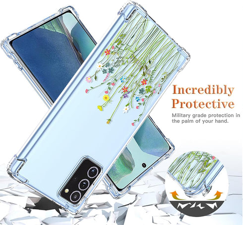 Phone Case for Galaxy Note 20 5G Case, Samsung Note 20 SM-N981U Case, Clear Case Flower Garden Patterns Protective Phone Cover for Samsung Galaxy ...