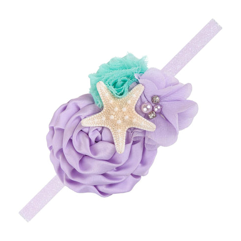 YanJie Mermaid Headbands Baby Girl Bows Starfish Baby Girl Hair Accessories for Party Lavender Headbands Newborn Bows Aqua Glitter Mermaid Accesso...