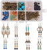 SUNNYCLUE 1 Box DIY 8 Pairs Chandelier Gemstone Earrings Making Starter Kit Feather Charm Leaf Charms for Jewelry Making Earring Connector Charm F...