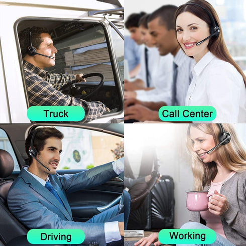 Trucker Bluetooth Headset with Microphone, Wireless Headphone with Microphone, Wireless Cell Phone Headset On Ear Design for Home Office Call Cent...