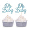 Blue Glitter Oh Baby Cupcake Toppers Baby Shower Boy's First Birthday Party Decorations (Pack of 24)...
