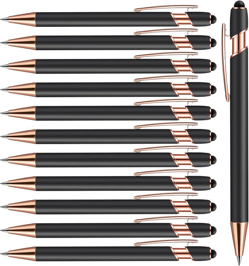 12PCS Ballpoint Pens, Smooth Writing Pens with Stylus, and Touchscreen Compatibility - Ideal for Gifts, Promotions, and Business (Black)...