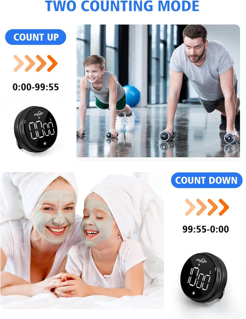 JOYHILL Revolutionary Digital Kitchen Timer: Large LED Display, 3 Volume Levels, Magnetic & Portable - Ideal for Cooking, Teaching, Fitness, & Mor...